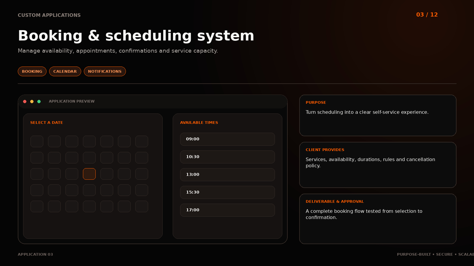 Application 03: Booking & scheduling system