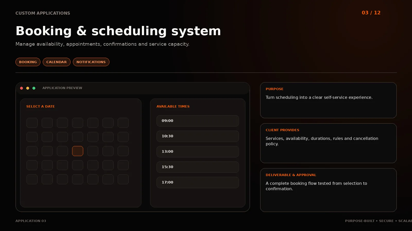 Application 03: Booking & scheduling system