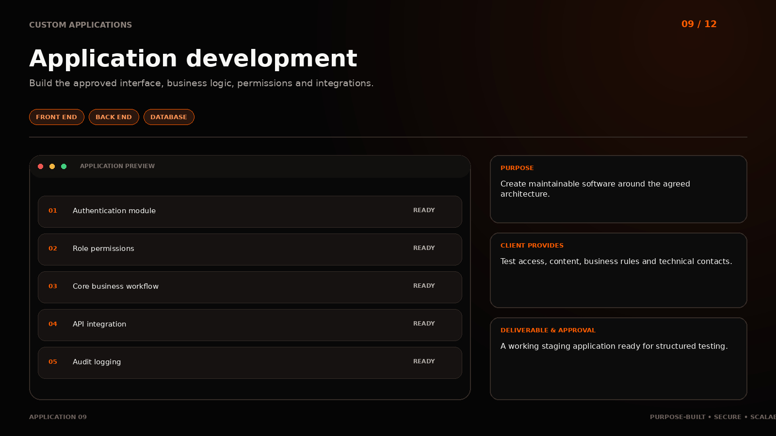 Application 09: Application development