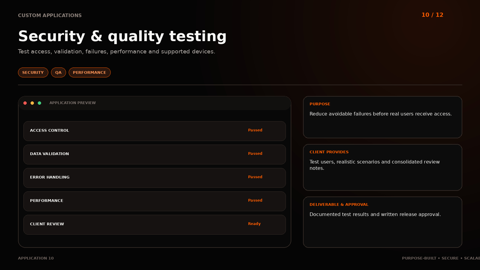 Application 10: Security & quality testing