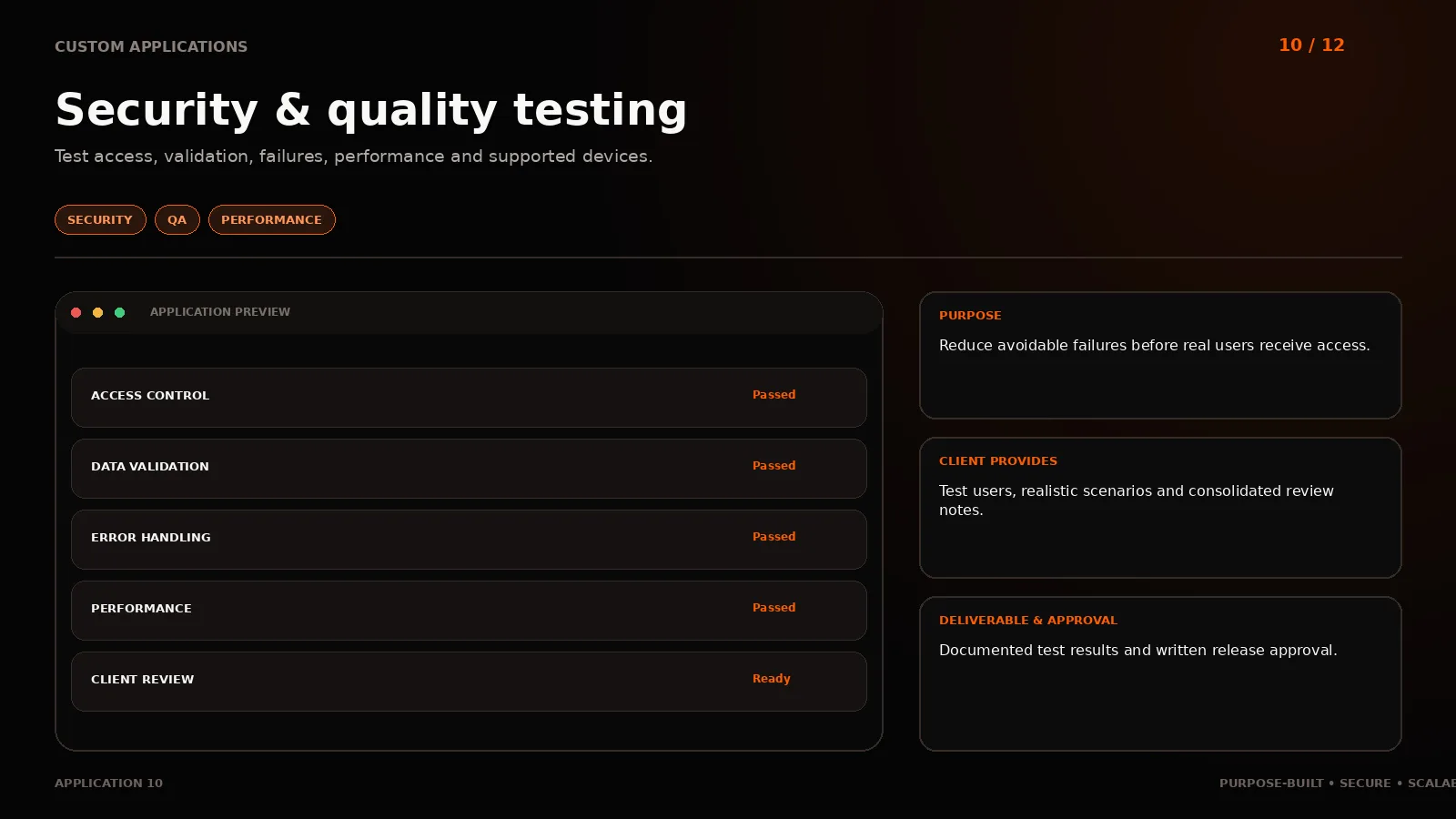 Application 10: Security & quality testing